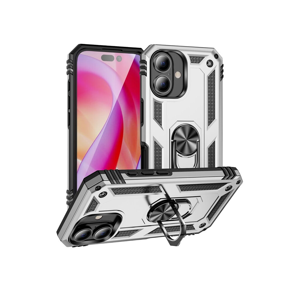 Military Grade Shockproof Iphone 16 Case (6.1") With Kickstand Â Compatible With Iphone 16 Silver 9482726212201