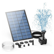 Pompa solare per fontana, pompa solare per acqua, fontana galleggiante con 6 ugelli, per vasca per uccelli, laghetto o giardino, pompa aeratrice