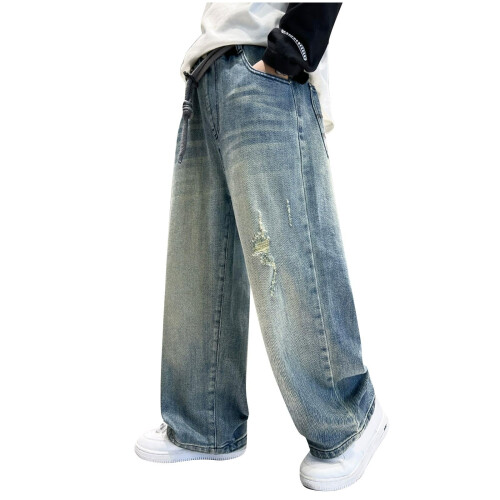 Τζιν φαρδιά για αγόρια για παιδιά, εφηβικά, casual, ίσια, φαρδιά τζιν cargo, καλοκαιρινά,