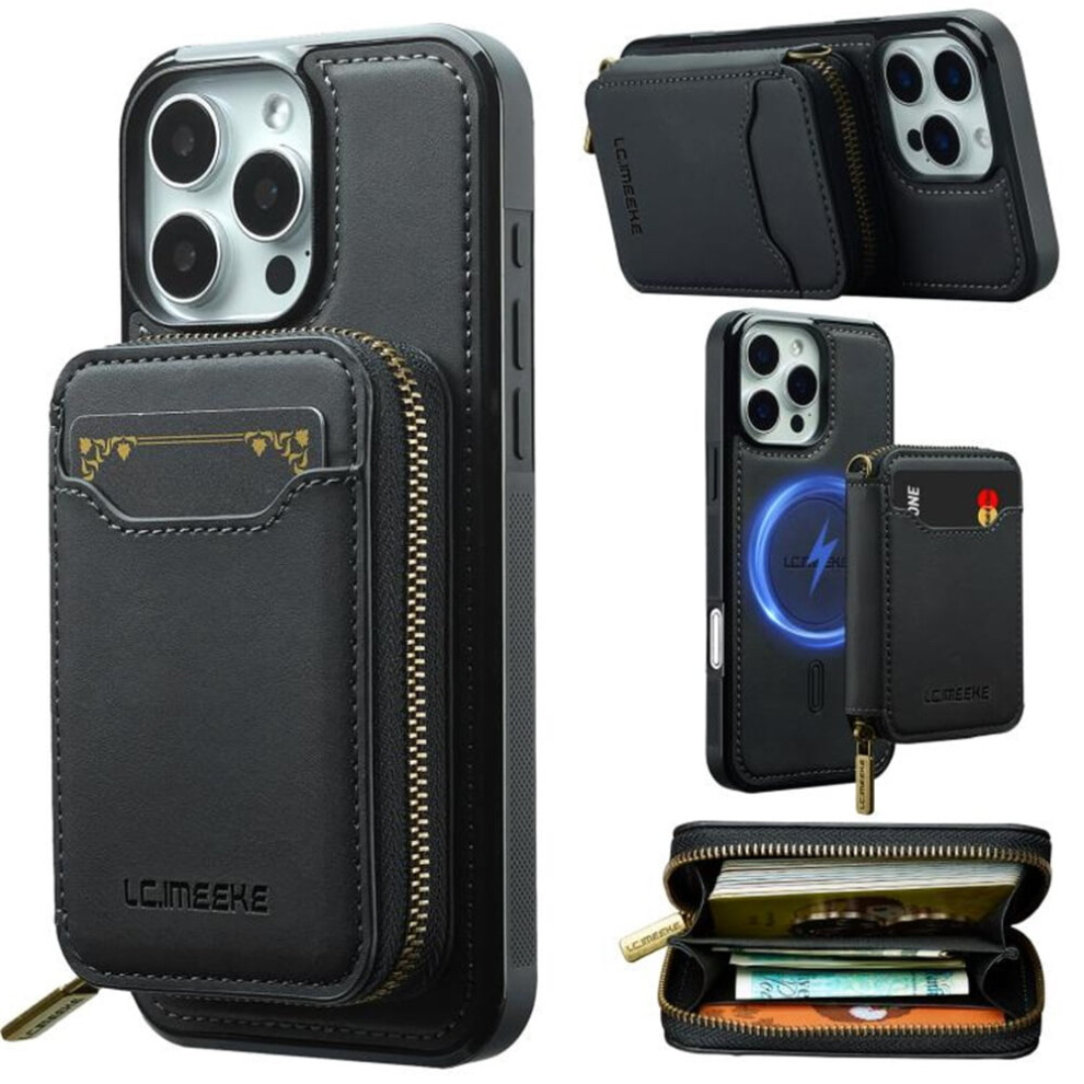 Leather Wallet Phone Case With Zipper Pocket For Iphone 16 9065194873121