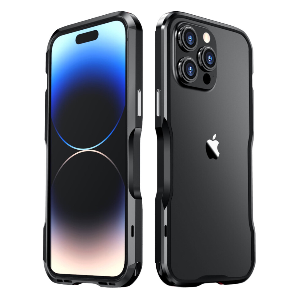 Slim Aluminum Bumper Case For Compatible With Iphone 14 Pro Max (6.7", 2022), Shockproof, Black 9136381491074