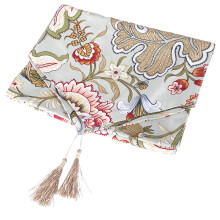 Milieuvriendelijke linnenmix, vintage stijl servies, multifunctionele tafelloper, linnen tafelloper met bloemenprint, tafeldecoratie voor feestjes en