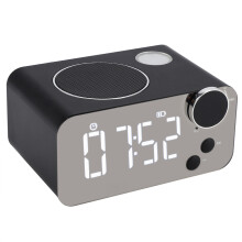 Réveil radio FM, horloge LED à luminosité réglable, réveil numérique avec haut-parleur pour chambre, réveil Bluetooth multifonction, entrée