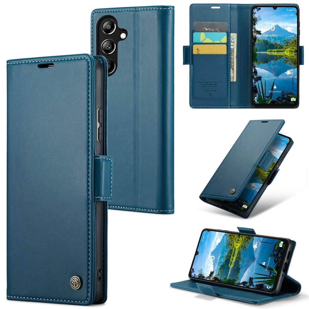 Caseme Leather Wallet Case For Compatible With Samsung Galaxy A16 5G Â Rfid Blocking, Magnetic Clasp, Kickstand, Blue 9152228668676