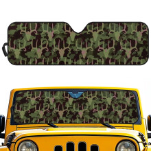 Foldable Windshield Sun Shade for Jeep Wrangler JL/JLU 2018–2024 & Gladiator JT – Green Camo Deer Design, Compatible with Rubicon/Sahara