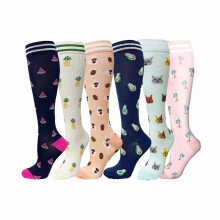 Compression Socks for Women Circulation Knee High 6 Pairs for Nurses, Running, Travel, Athletic，Christmas Day Gifts，Style 7