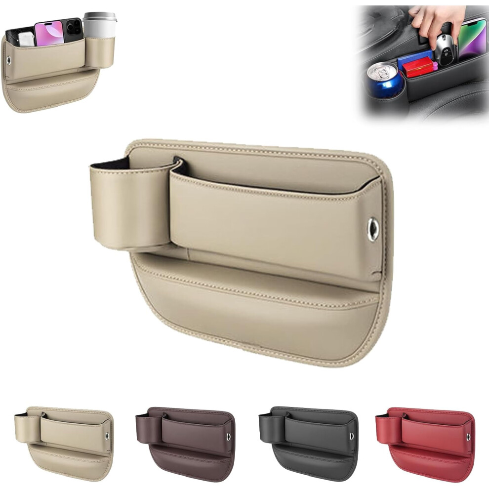 Car Cup Holder Gap Bag Â Leather Organizer With Water Cup Holder, Compatible With Most Cars Black/Red/Brown 9327961815186