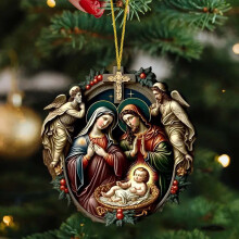 Christmas Nativity Ornaments, Christmas Tree Decorations Indoor, Vintage Christmas Decor Xmas Tree Ornament 8cm(1PCS)