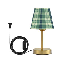 Modern Minimalist Cone Desk Lamp with Antique Bronze Base & Linen Shade, Compatible with Bedroom/Living Room/Office/Dorm
