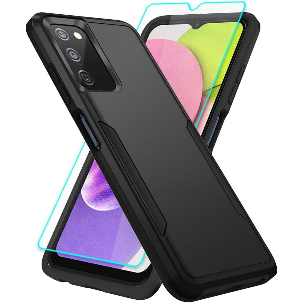 Samsung Galaxy A03s Case With Hd Screen Protector, Military-Grade Drop Tested, Double-Layer Protection (Black) Â Compatible With Samsung Galaxy A03s Black 9327961818040