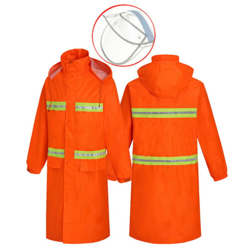 High Visibility Long Construction Jacket Reflective Rain Jacket Rain Coat Gear