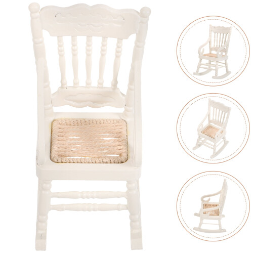 Rocking Chair Miniature Things White Wood 1Set