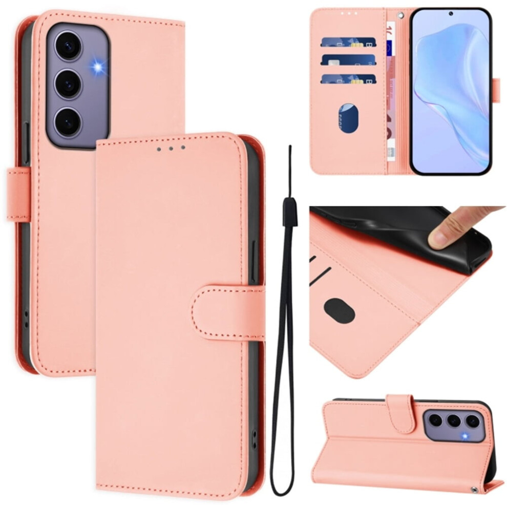 Wallet Case Compatible With Samsung Galaxy S24 5G Â Pu Leather Flip Folio With Magnetic Closure, 3-Card Slot & Wrist Strap, Pink 9152228668317