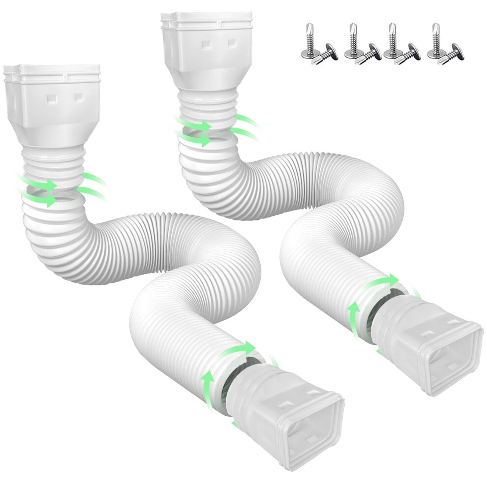 2 Pack Gutter Downspout Extensions White,Downspout Extension Connector 21"-60",Screws For Included 9152228668577
