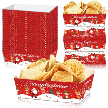 Christmas Paper Tray, Disposable Snack Tray, 20-Pack Multicolor, Durable Paper – Compatible with Holiday Parties