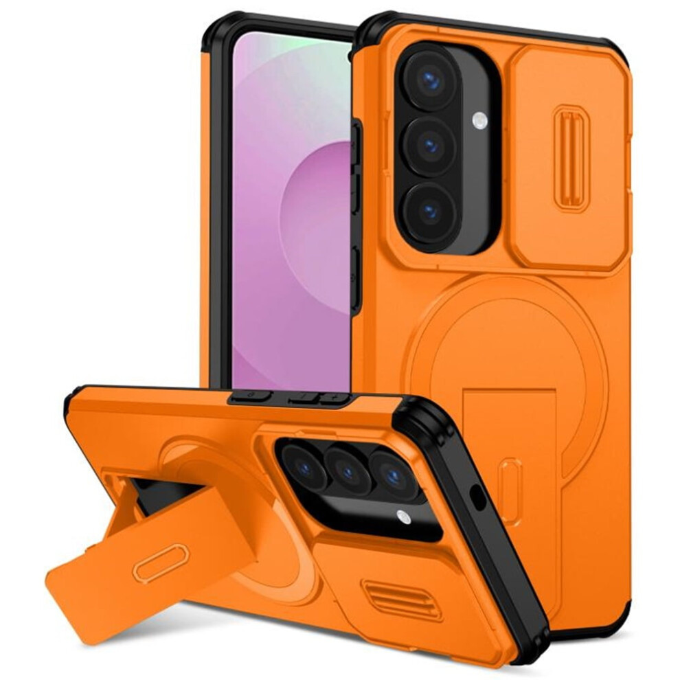 Compatible With Samsung Galaxy S26 5G 6.3" Case: Magsafe Charging, Invisible Fold Stand, Sliding Camera, Shockproof & Rugged Â Orange 9152228670648