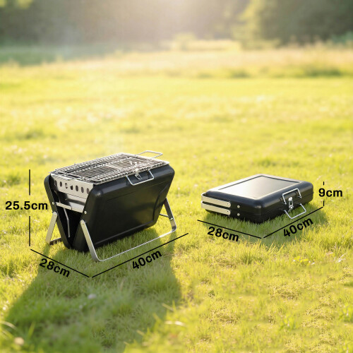 Outsunny Outsunny Folding Charcoal BBQ Grill, Portable with Tilting Grate Black 2