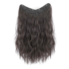 Extension de cheveux synthétiques de haute qualité, postiche long invisible avec armature et bandeau ajustable (60 cm, noir)