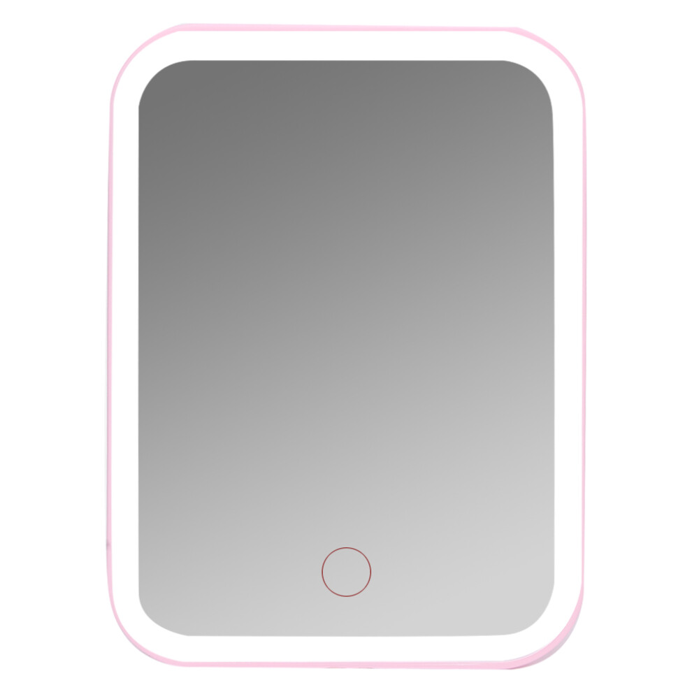 Luxurious Desk Mirror, Square Portable Makeup Mirror with LED Lights, Touch Control, Adjustable3Color Modes, USB Rechargeable for Office and Home