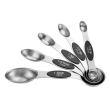 Juego de cucharas medidoras magnéticas aptas para lavavajillas, utensilios de cocina apilables de doble cara de acero inoxidable de alta