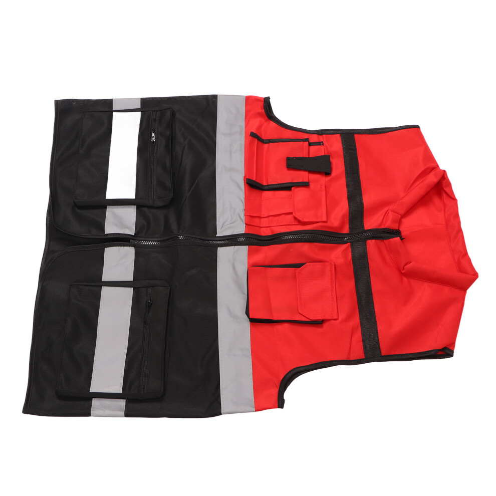 Red & Black Reflective Safety Vest With Multiple Pockets For Construction And Transport 6901387590495