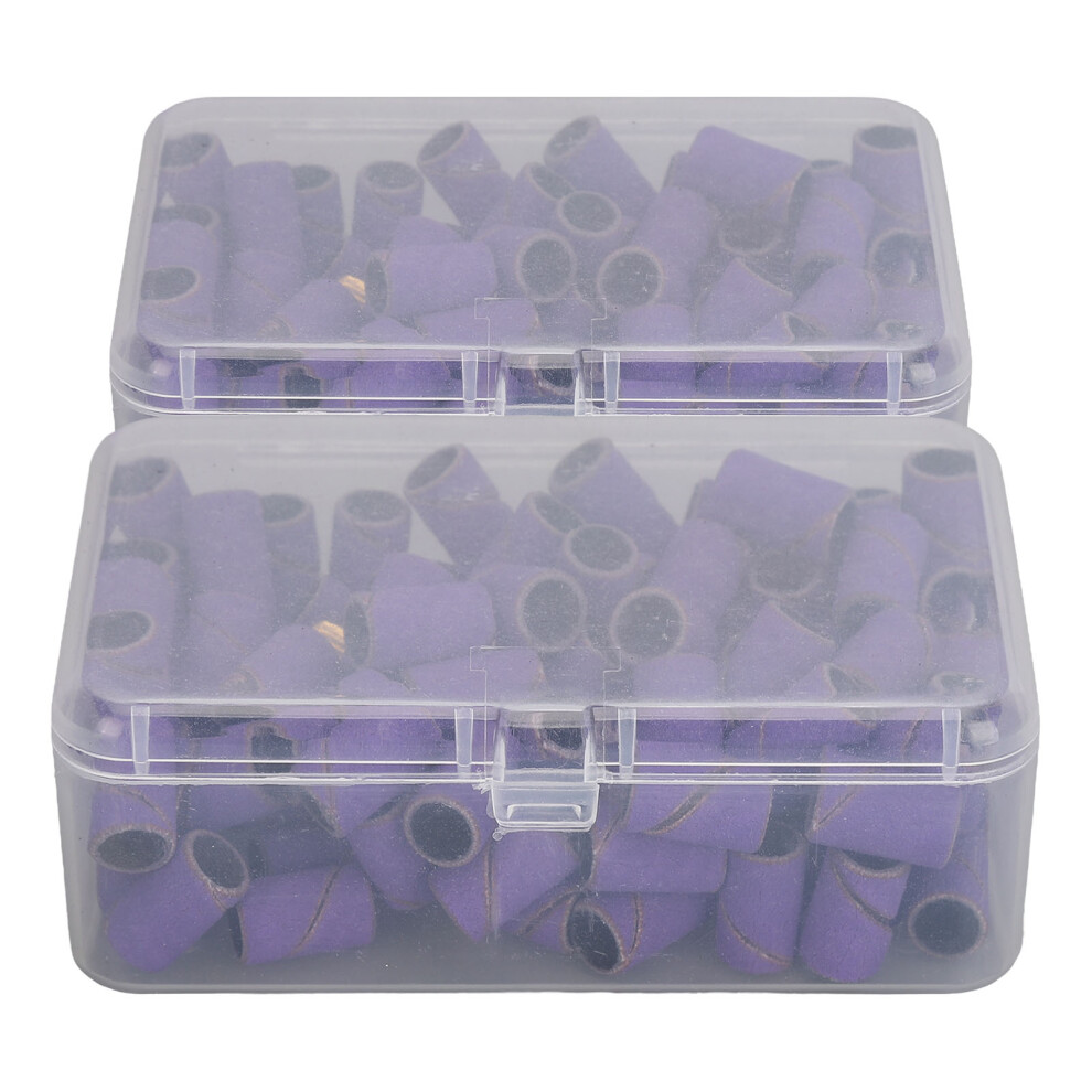 Purple 2 Packs 240 Grit Nail Sanding Bands With Mandrel Storage Case