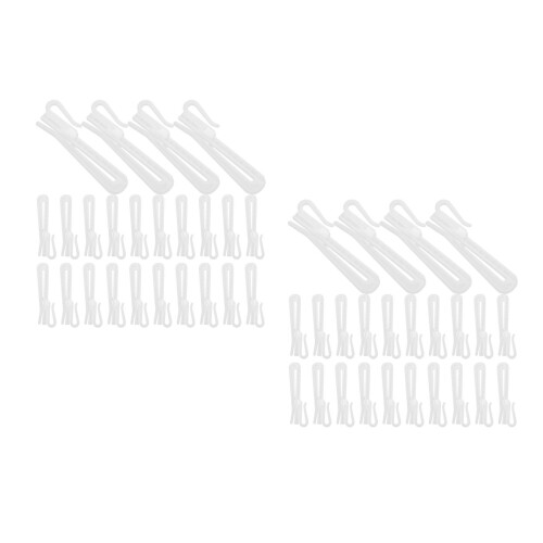 100Pcs White Plastic Adjustable Pleated Curtain Hooks for Drapes Track