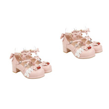 2Paare Pink Bowknot Halbschuhe Damen Leder Heels Für