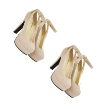 2Paires Escarpins Dorés Femme Talons Blocs Confortables
