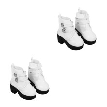 2Paare Weiße Puppen Stiefel PU Material Hohe Schuhe Für Und Mode