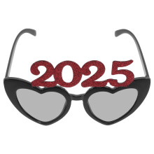 1Paar Rote Neujahrsbrillen 2025 ABS Kunststoff Herz Dekobrille