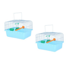 2Stk Vogelkäfig Tragbar Aus Abs+eisen Mit Futterbox Für Kinder