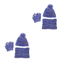 2St Zachte Sky-Blauwe Kinderset Sneeuwmuts, Wanten En Halswarmer