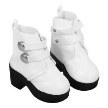 1Paar Weiße PU Stiefel Für Puppen Hoch Elegant Und Langlebig