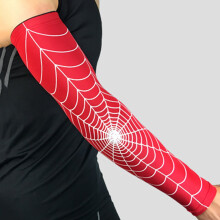 Armmouwen met spinnenwebmotief, atletische compressiemouwen voor sport, zweetabsorberende elleboogsteun voor basketbal, voetbal, wielrennen, M