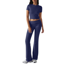 Dames casual 2-delige set bestaande uit top en broek in marineblauw, maat M