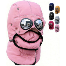 3-in-1 Winter-Thermomütze mit Brille und Gesichtsmaske, Trappermütze mit vollständiger Abdeckung für Skifahren, Schneesport und extreme Kälte.