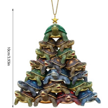 Kerstversiering voor de boom, acryl hanger in de vorm van een zeeschildpad, ophangbaar voor raam, deur, muur of tuin, voor de feestdagen.