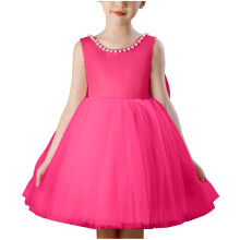 Blomsterpiger Satin Tyl Prinsesse Festkjole til Bryllup Børnefest Gallakjoler Balkjoler Kjoler Hot Pink 11-12 År