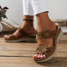 Sandali piatti estivi eleganti da donna Willtoo con supporto plantare, ortopedici, comodi, slip-on, con zeppa e plateau senza cinturino, colore