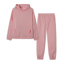 Tuta sportiva da donna composta da felpa con cappuccio e pantaloni, colore rosa