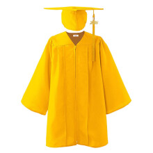 Shiny Child Graduation Cap Gown Set Yellow for 9-10 Years