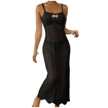 Dames gehaakte mouwloze cover-ups, badkleding, strandminijurkjes, zomerse cover-upjurken met open details