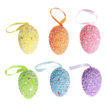 Hangende paaseitjes, 6 stuks, 4 x 6 cm, kleurrijk plastic, lichtgewicht en duurzaam, voor bomen, kransen, slingers, lente- en paasdecoratie