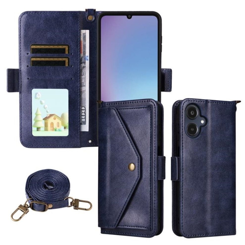 Vintage Leather Wallet Case For Samsung Galaxy A25e / A25 5GâShockproof, Multi-Card Slots, Hidden Pocket, Detachable Strap, Blue 9482726216148