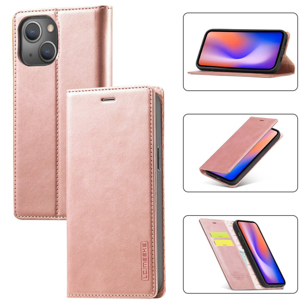 Leather Flip Wallet Case For Iphone 13 Mini Rose Gold 9065194877204