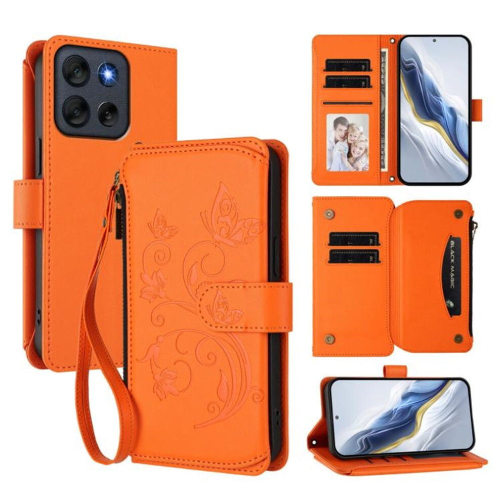Motorola Moto G56 5G Magnetic Flip Case With Lanyard Orange 9065194877129