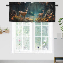 Cantonnière thermique rustique motif cerf des bois, 137 x 46 cm