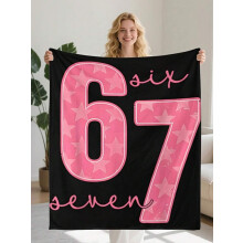 Oversized67Meme flanneltæppe 50x60, lyserødt/sort stjernedesign, blødt helårsdække til seng/sofa/camping – maskinvaskbar, sjov gave