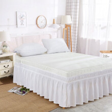 Jupe de lit Queen à volants doux 152 x 203 cm Blanc lait 1 pièce